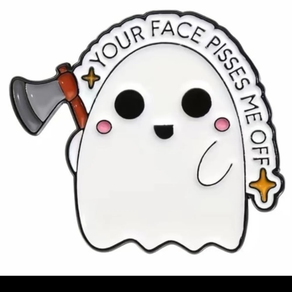 Cute Ghost Enamel Pin - White and Black